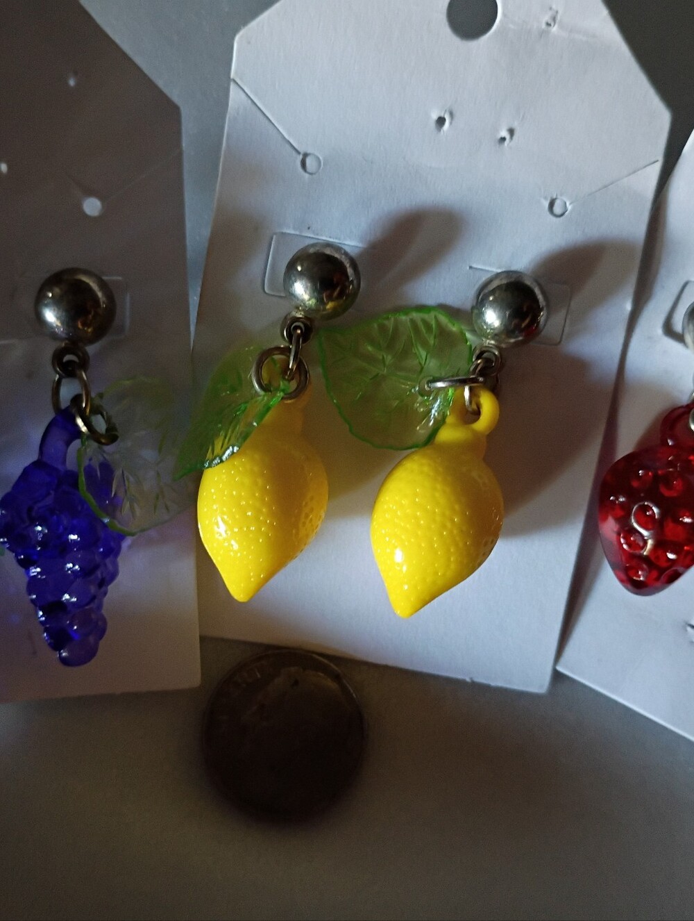 3 Pairs Of Vintage Fruit Earrings